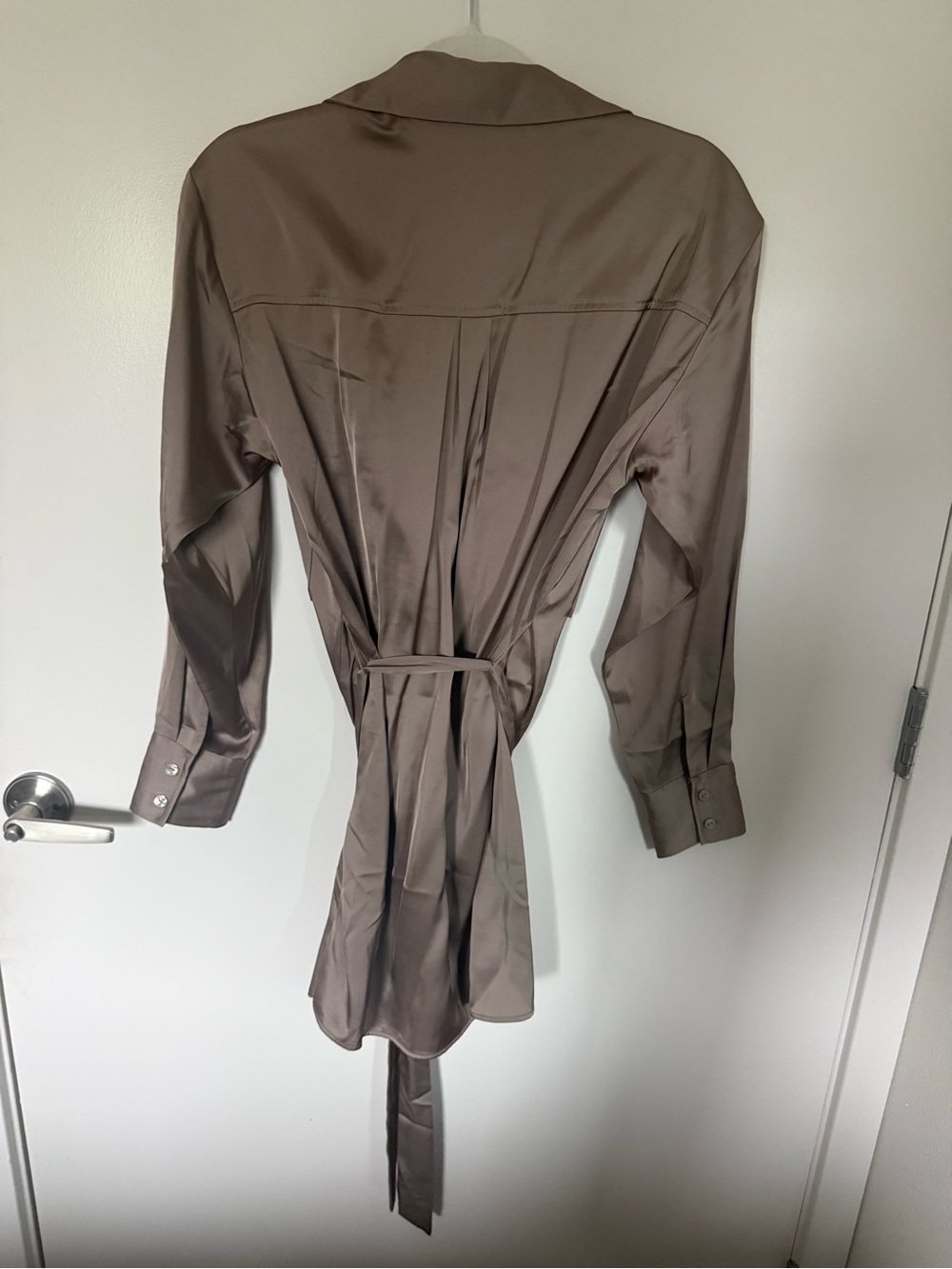 NEW Abercrombie Long Sleeve Belted Shirt Dress - Size XS | Color: Brown - Picture 6 of 7